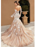 Strapless Lace Tulle Wedding Dress With Removable Sleeves Strapless Lace Tulle Wedding Dress With Removable Sleeves
